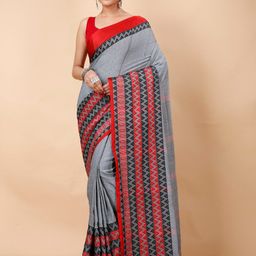 Ruuprekha Woven Design Ethnic Motifs Khadi Cotton Saree-image-44