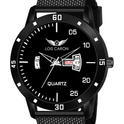 LOIS CARON Men Black Dial & Black Bracelet Style Straps Analogue Watch MLC-8259-image-73