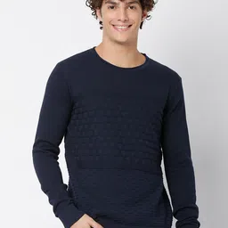 Mufti Men Navy Blue Pullover-image-75