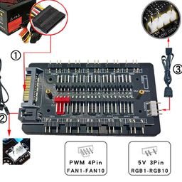 verilux Verilux® ARGB and PWM Fan HUB, 10 Ports for Addressable RGB Lighting, 1 to 6 Multi Way backplane Splitter 5V/3PIN Case Fan Hub Adapter, 3-Pin PC PWM Fan Hub CPU Cooling HUB Controller Fan Hub Splitter image 4