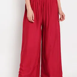 TAG 7 Women Maroon Solid Flared Palazzos-60