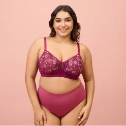 Nykd by Nykaa Embroidered Floral Lace Wired Bra-NYB292-Purple-picture-14
