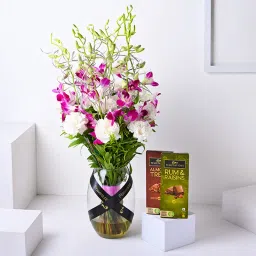 Enchanting Combo Of Orchids Carnations N Chocolates-16