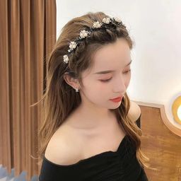 generic Double Layer Twist Plastic Headband with Elegant Flower and pearl (pack of 1) image 4