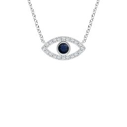 Angara 14KT Gold Sapphire Evil Eye Diamond Studded Pendant-3.19 gm-image-75