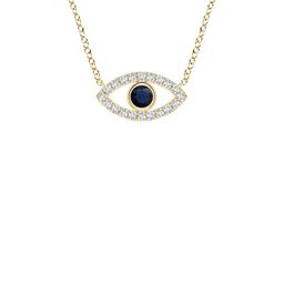 Angara 14KT Gold Sapphire Evil Eye Diamond Studded Pendant-2.45 gm-image-95