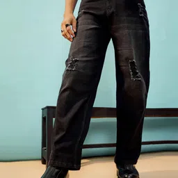 MASCLN SASSAFRAS Men Relaxed Fit Mildly Distressed Light Fade Acid Wash Jeans-image-94
