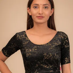 Bindigasm's Advi Embellished Velvet Readymade Saree Blouse-picture-11