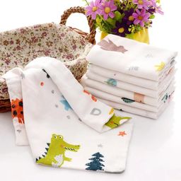 Little Boo Muslin Face Hankies/Towels for Newborn Baby Extra Soft Reusable Napkins for Infants Toddlers/Kids (Pack of 5) White Printed. image 2