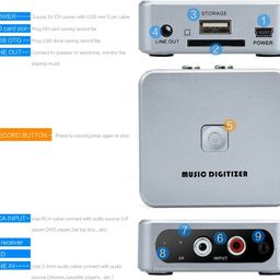 microware EZCAP241 MP3 Digital Music Digitizer, RCA R/L 3.5mm Input to USB Audio Capture Grabber Converter Adapter MP3 Recorder Kit with Re-Mote Control, RCA R/L 3.5mm Input Audio Capture Box image 3
