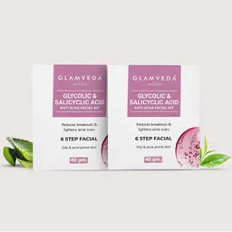 GLAMVEDA Set Of 2 Glycolic Acid & Salicylic Facial Kit For Anti Acne & Pore Care 40gm Each-20