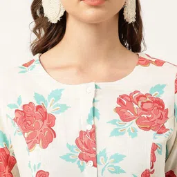 Divena Floral Printed Lace Detail A-Line Cotton Kurta image 2