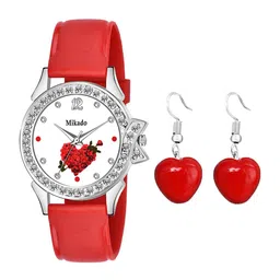 Mikado Women  Brass Embellished Dial & Red Straps Analogue Watch Red Cherry-image-40