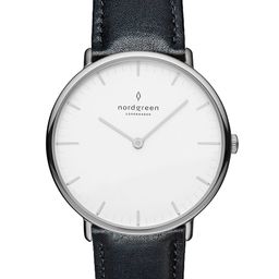 Nordgreen Unisex White Embellished Dial & Black Leather Straps Analogue Watch NR40SILEBLXX-39