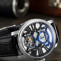 EARNSHAW Men Silver-Toned Patterned Dial & Black Leather Straps Analogue Watch ES-8095-01-image-51
