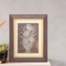 SHREE KALA HOME DECOR Brown Foil Embossed Bouquet Of Candytuft Ancient Egyptian Painting Wall Art-image-31