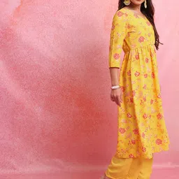 KETCH Floral Printed Angrakha A-Line Kurta with Palazzos & With Dupatta image 4