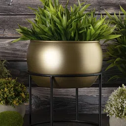 Metalsmith Gold Toned Metal Planter With Holder-15