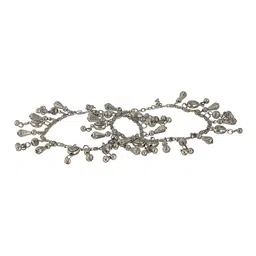 Jazz and Sizzle Set Of 2 Silver-Plated Ghungroo Anklets image 2