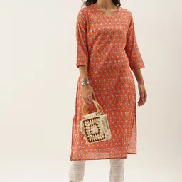 Anouk Women Orange & White Ethnic Motifs Printed Kurta-image-38