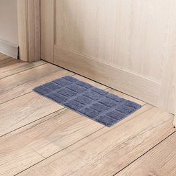 Black gold Pack of 3 Grey Self Designed Cotton Anti Slip Entrance Doormat-13