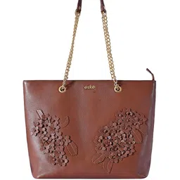 Eske Floral Embellished Leather Structured Shoulder Bag with Applique Work-12