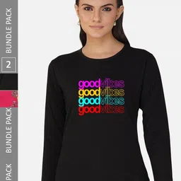 CHOZI Pack of 2 Typography Printed Cotton T-shirts-image-39