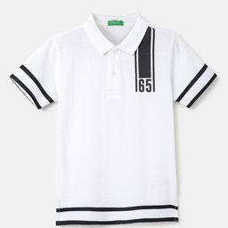 United Colors of Benetton Boys Striped Polo Collar Pure Cotton T-shirt-image-87