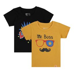 Bodycare Kids Boys Pack of 2 Multicoloured Typography Printed Applique T-shirt-2
