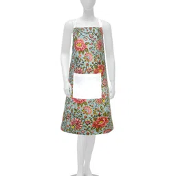 Texstylers Blue & Red Printed Cotton Kitchen Apron with Neckband & String-23