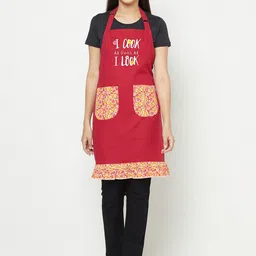 BLANC9 Maroon Printed Pure Cotton Apron-25