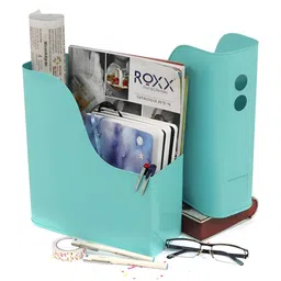 Living With Elan Aqua Blue 2 Pieces  Reusable Metal Magazine Organiser-47