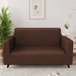 Story@home Brown Printed 2 Seater Stretchable Sofa Cover With Arms-21