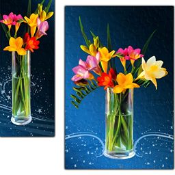 PnF Blue & Green 3 Pieces Wooden Floral and Botanical Wall Arts-image-82