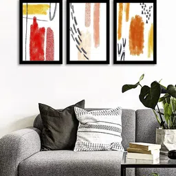 WENS Set Of 3 Multicoloured Nordiac Wall Art Paintings-60