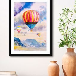 999Store Blue & Pink Air Balloon HD Printed Framed Wall Art-image-41