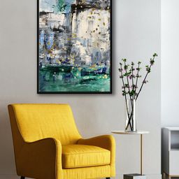 999Store Modern Cream & Green Abstract Canvas Painting Framed Wall Art-image-22