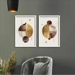 Aura White & Brown 2 Pieces Wood Other Wall Paintings-23