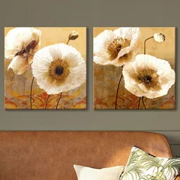 Art Street Beige & White 2 Pieces Luxury Stretched Canvas Painting Wall Arts-25