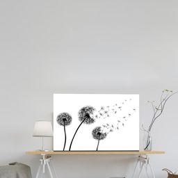 SPACE OF JOY White & Black Dandelion Seeds Canvas Painting Wall Art-image-26