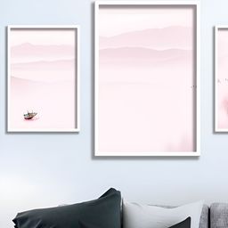 Aura Pink & Black 3 Pieces Floral And Botanical Wall Arts-image-37