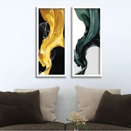 Aura White & Green 2 Pieces Wooden Abstract Wall Art-37
