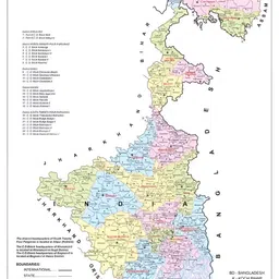 British Terminal Yellow & Blue West Bengal Map Painting Wall Art-image-64