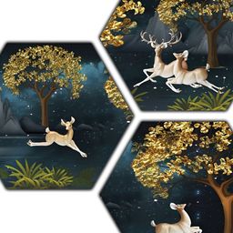 PnF Green & Yellow 3 Pieces Wooden Wall Art-13