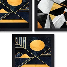 PnF Black & White 3 Pieces Paper Abstract Wall Paintings-image-14
