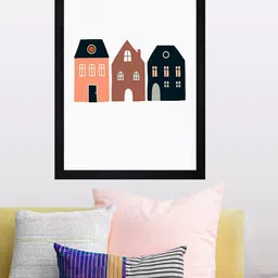 Gallery99 White & Blue Printed Framed Wall Art-56
