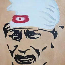 British Terminal Brown & Black Lord Shirdi Sai Baba Religious Wall Painting-image-56