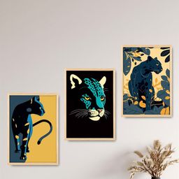 SAF 3 Pcs White & Blue Animal Framed Painting Wall Art-image-96