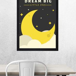 Gallery99 Dream Big Little One" Yellow Kids Textured Paper Framed Art Print  For Kids Room-19