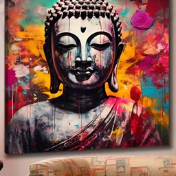 SAF Grey & Pink Wooden Lord Buddha Wall Art-26
